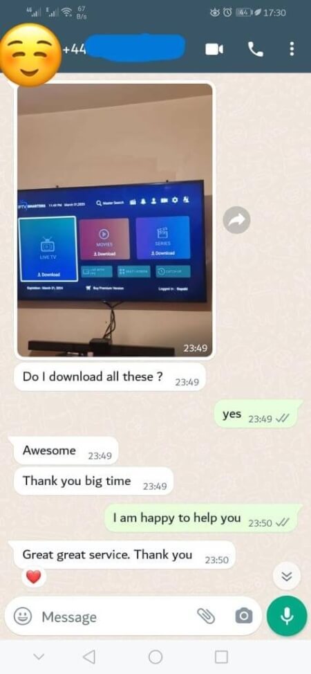 Customer excited about the affordability and quality of Kemo IPTV’s service.